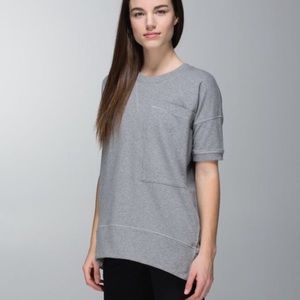 LuluLemon Gray Sweater Shirt WithGreen Pockets